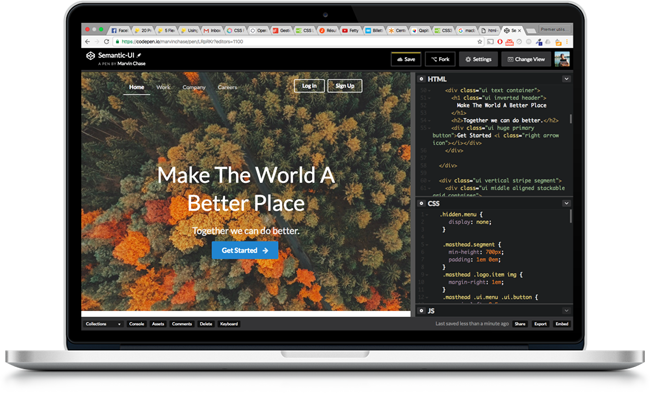 front-end development on laptop